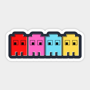 8-bit vintage, retro pac man ghosts Sticker